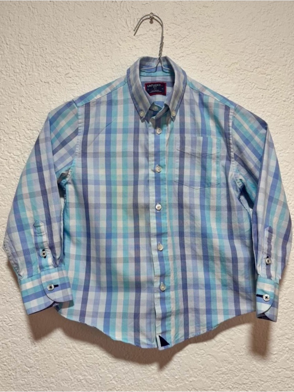 UNTUCKit Boys Light Blue & Aqua Plaid Button-Down Shirt